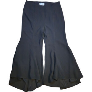 Anthropologie Wide Leg Sheer Overlay Pants 14 Black Palazzo Culottes Statement